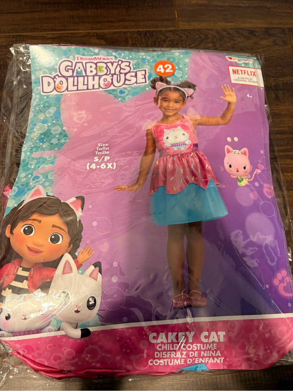 Cakey Cat Kids Costume - Pink & Blue (Size S/P 4-6X)